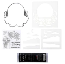 Crafter's Companion Festive Bird Stamp,Die,Stencil Set 808344 Christmas Holiday