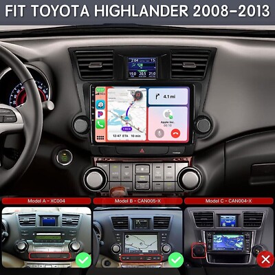 For 2008-2012 Toyota Highlander GPS Head Unit Carplay JBL Car Radio Android 12