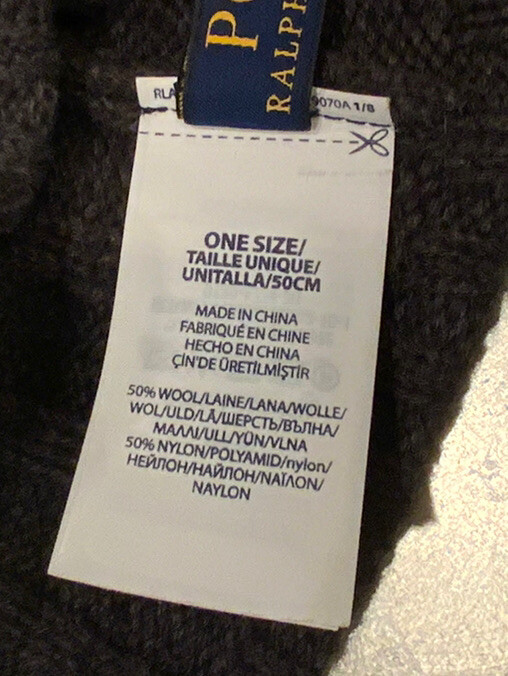 Cappello berretto Polo Ralph Lauren grigio W bianco pony luxe maglia a costine O S unisex