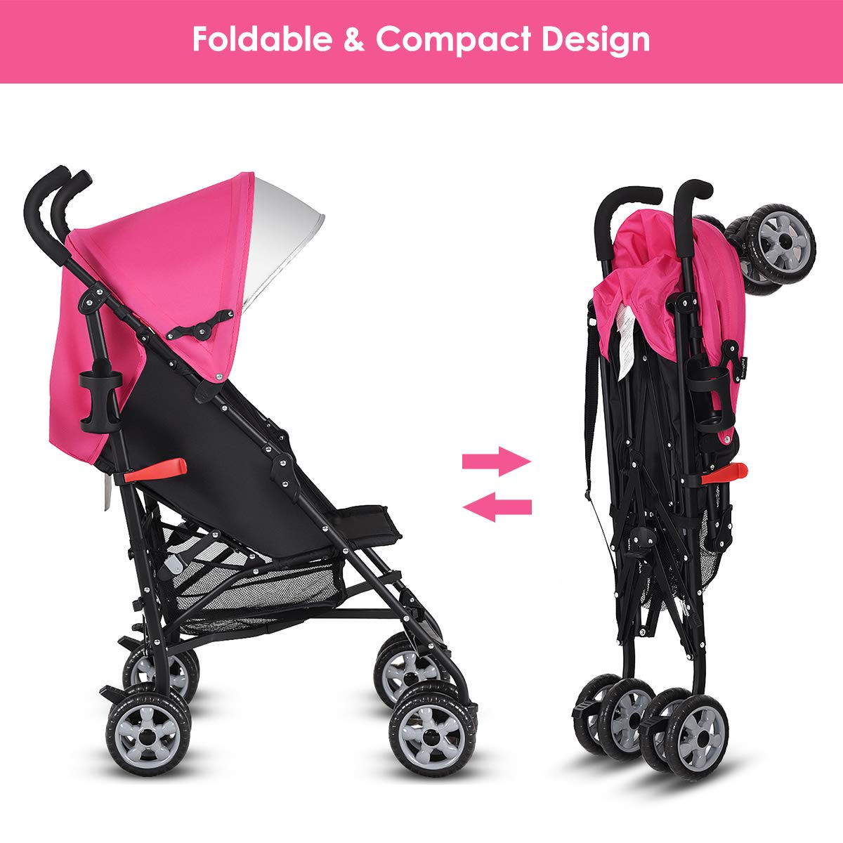 Baby Lightweight Stroller, Compact Travel Stroller for Airplane, Adjustable Back