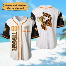 Personalized Bear And Tiger 3D Baseball Jersey Shirt US Size All Over Print