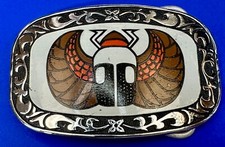 Native American Indian Head Tribal Mask Painting on Vintage Western Belt Buckle