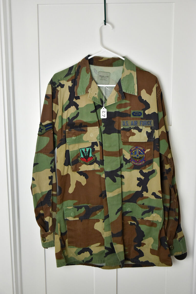 US Air Force M81 Woodland Camo BDU Jacket Patched, Size Medium XLong #27 US Air Force M81 Woodland Camo BDU Jacket Patched, Size Medium XLong #27