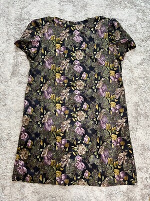 Shift Dress Womens Size 50 Multicolor Floral Round Neck Short Sleeve Relaxed Fit