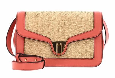 COCCINELLE Marvin Twist Rafia Handbag Umhängetasche Tasche Natural / Geranium - Bild 1 von 4