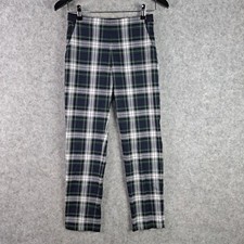 Uniqlo Pants Womens Extra Small Green Blue Plaid Stretch Waist Pockets 8167
