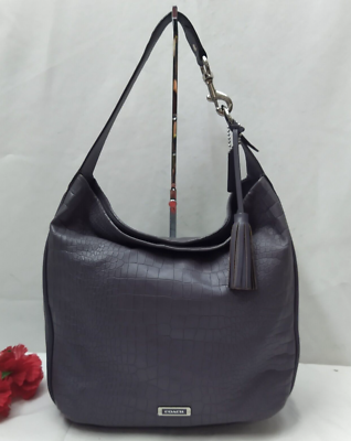 バッグ Coach Leather Zip Shoulder Hobo Bag13442 Coach Dark Purple Leather Tassel Zipper Closure Hobo Shoulder Bag