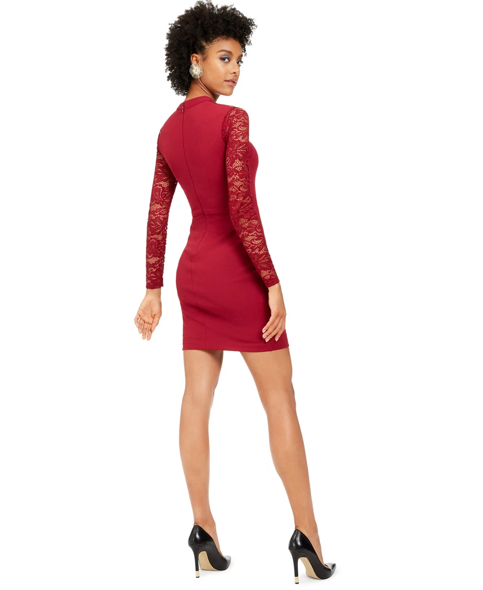 GUESS Women s Lace Sweetheart Sheath Dress 10 Burgundy eBay
