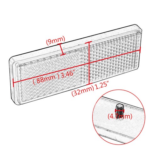 Universal Red Rear Warning Rectangle Reflector For Car Motorcycle ATV Dirt Bike - Picture 3 of 9