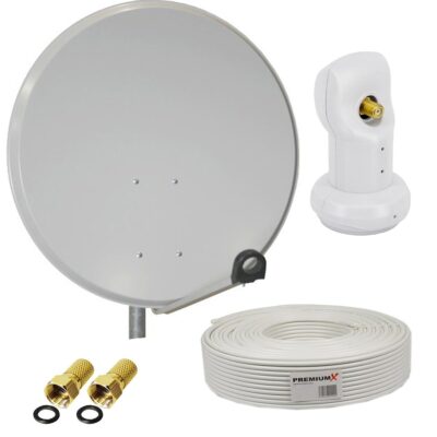 PremiumX Sat Anlage 60cm Satellitenantenne Satelliten Schüssel Kabel Single LNB