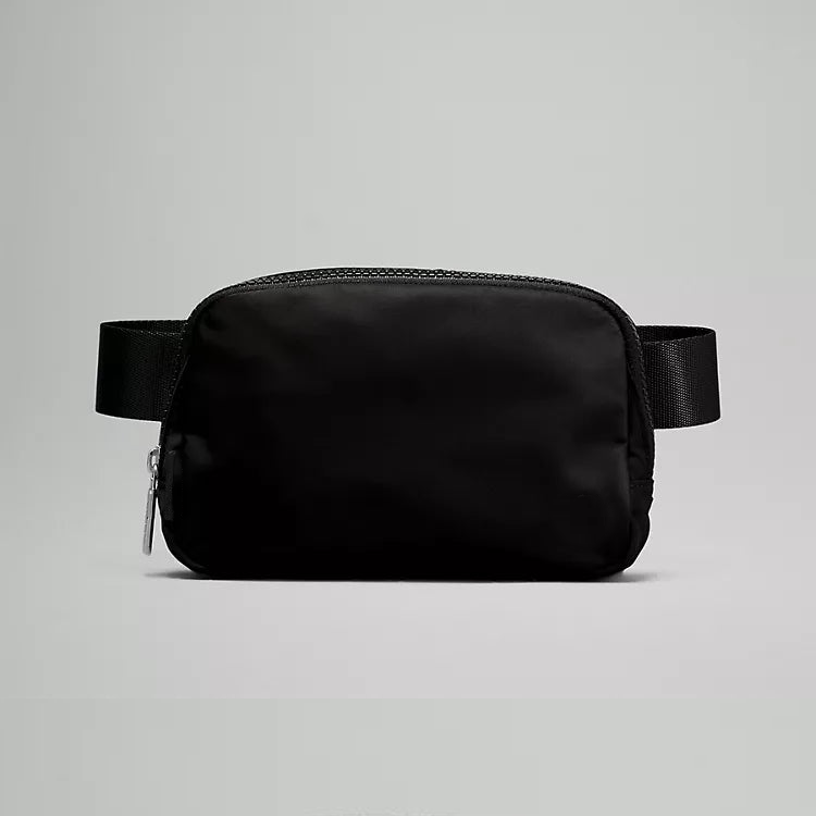 Black Zipper Belt Bag with Crossbody Strap for Travel & Casual Wear