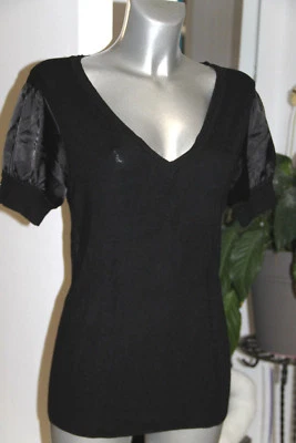 joli pull maille fine et satin noir GUESS by MARCIANO taille 3 en excellent état - Photo 1/4