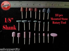 23 pcs Mounted Stone Grinding Bits 1/8" Shank Mandrel for Dremel  Rotary Tool 