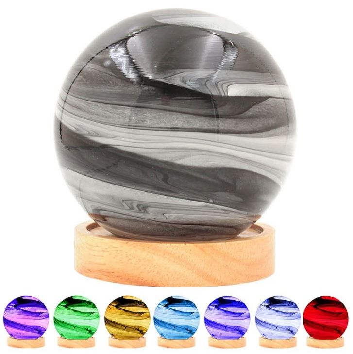 Planetary Glass LED Lamp 12cm Grey Colour Changing Night Light Cosmic Effect
