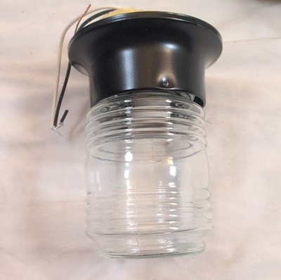 Volume Lighting Flush Mount Ceiling Light Black Clear Glass Metal V7316-5