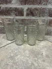 Set Of 4 VTG Anchor Hocking Quilted Diamond Iced Tea Glass Tumblers Coolers 6”