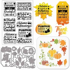 Thanksgiving Text Clear Stamps Cutting Dies PET Painting Stencils for Card Ma...