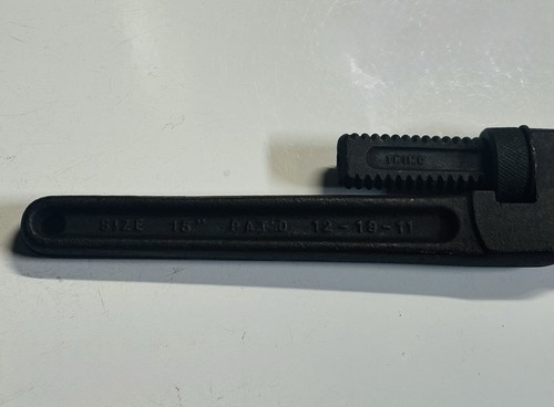 Antique 15" TRIMO Wrench Pat. 12-19-1911 Antique Wrench - Picture 3 of 4