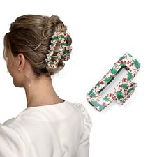 1Pcs Christmas Hair Claw Clips Holly Red 1 Count Pack of 1 , Multicolor