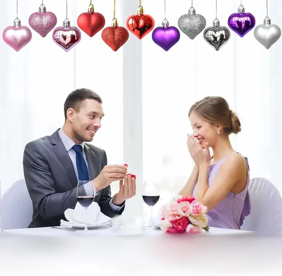 12 Piezas Adornos de Corazón Multi Acabado Adornos de Corazón Adornos Colgantes para San Valentín Foto 4 de 4