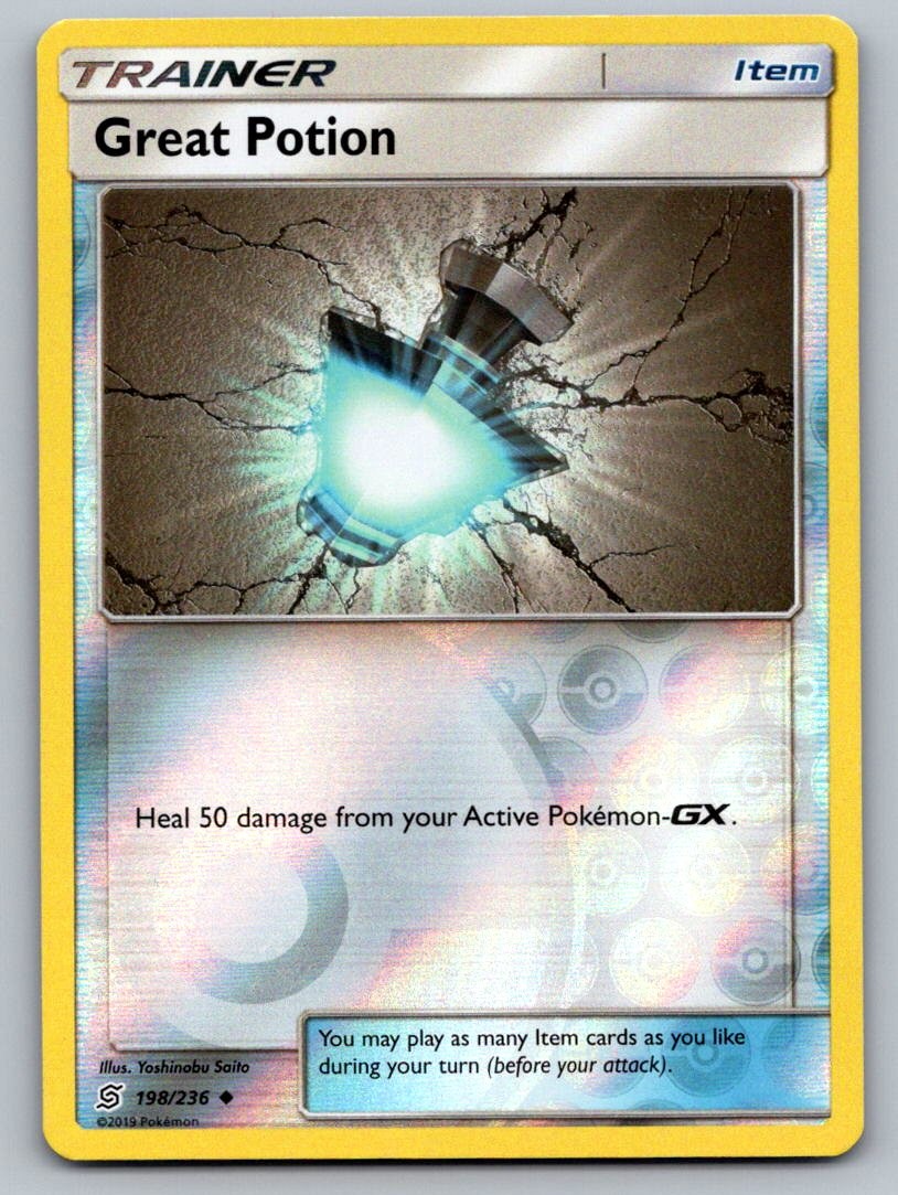 Great Potion 198/236 Uncommon Unified Minds Pokemon Reverse Holo Lightly Played