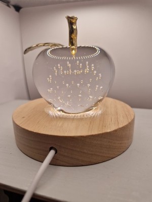 Silvestri Glas, kontrollierter Blasenglasapfel Briefbeschwerer, Metallstiel & Blatt
