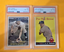 1957 Topps & 1958 Topps Pee Wee Reese Graded PSA 4 VG-EX / Brooklyn Dodgers !!