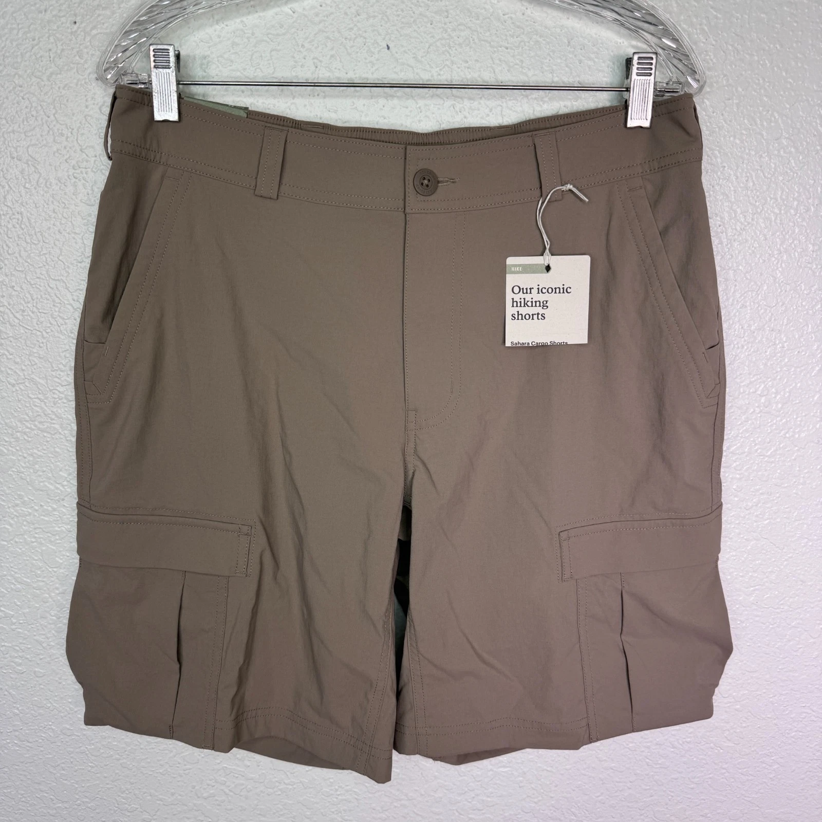 REI Sahara Cargo Shorts Mens 34 Hiking Camp Hike Trails UPF 50 Outdoor Khaki NEW