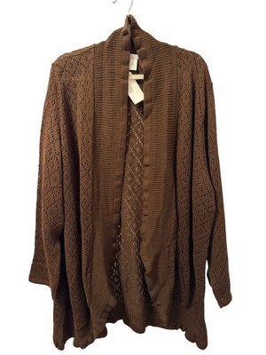 Brown Bliss Womens Open Knit Cardigan Sweater Sz 5X Acrylic cardigan. NWT