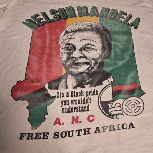 Vintage ANC Nelson Mandela "Free South Africa" Single Stitch 1990s vintage concert t-shirt, vintage, size L, single stitch, B+ condition