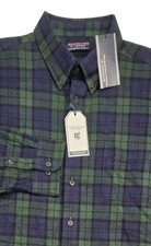 Roundtree  Yorke Plaid Flannel Shirt Mens XXL Blue/Green Portuguese Heavy Soft