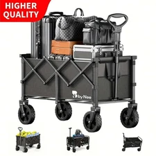 1 Pc Collapsible Foldable Wagon Cart, Trailer Holds 330 Lbs. Heavy Duty Multipur