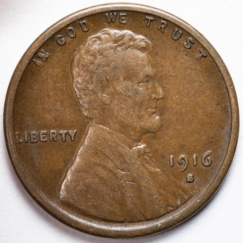 1916-S Lincoln Wheat Penny San Francisco Mint Very Fine (VF)