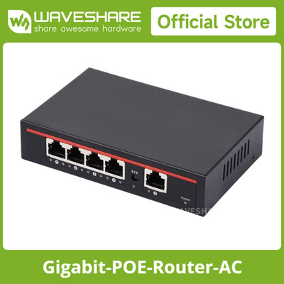 Waveshare AC PoE Integrated Gigabit Router, Supports 5-Port Gigabit PoE outputs