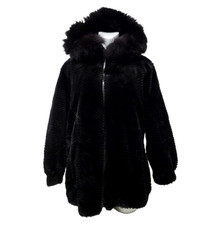 Gallery fox fur trimmed hooded coat . medium . made in USA