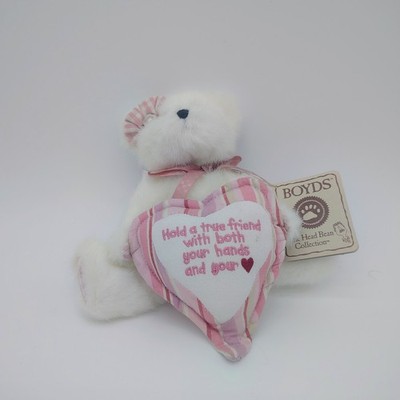 BOYD'S BEAR 2005 JENNIFER WHITE JOINTED PINK HEART PILLOW FRIENDSHIP Vintage