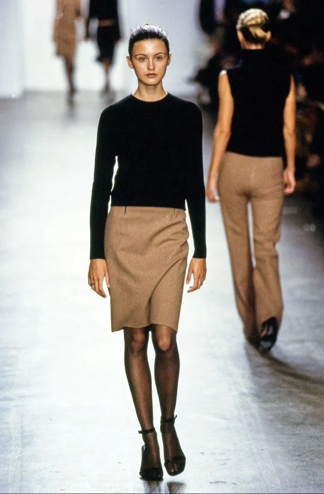 Falda lápiz de lana de cachemir otoño 1999 colección Calvin Klein 6 archivo vintage