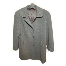 Vintage Alorna Grey Wool Blend Coat Made in USA ILGWU Union Tag Mid Length