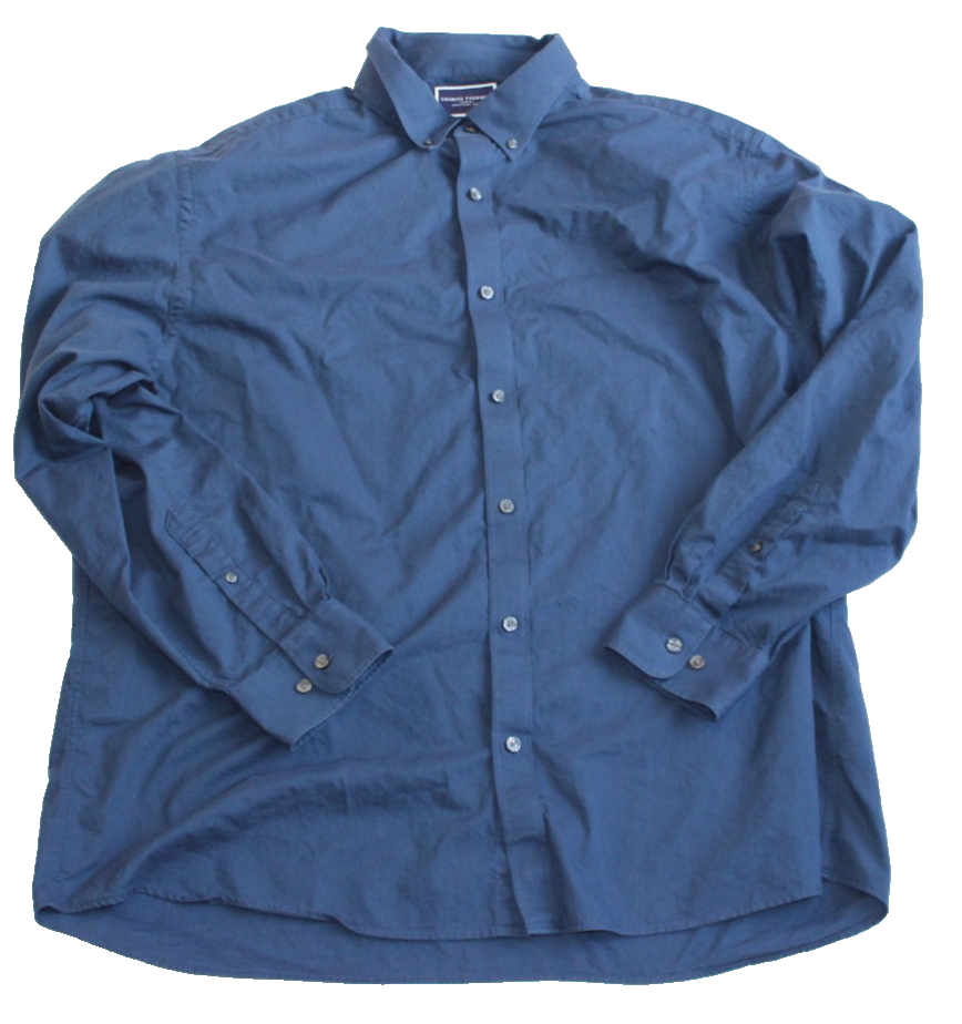 Charles Tyrwhitt Men's Button-Up Shirt Size XXXL Navy Blue Long Sleeve
