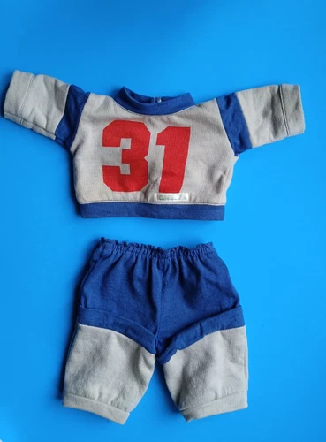 Vintage Cabbage Patch Boy Doll Grey & Blue Jogging Suit #31 KT Tag