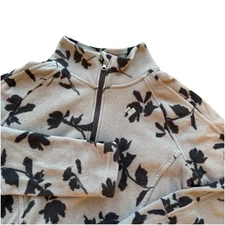 OBERMEYER Women's Sz S Fleece 1/4 zip Black Floral Pullover Outdoors Ski