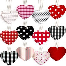 24 Pcs Valentines Heart Ornament Valentine's Day Hanging Red and Pink Decorat...