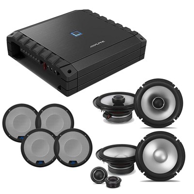 Alpine S2-A36F, S2-S65C, S2-S65 Amp, Comp. & Coaxial Grill Bundle