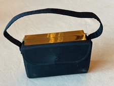 Volupte Purse Carry All Compact Lipstick Powder In Black Fabric Purse Metal
