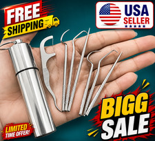 Stainless Steel Reusable Toothpick Set Portable Teeth Cleaner Oral Care Tool.