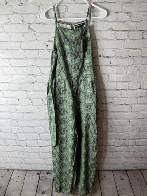 BLANKNYC Shed Your Skin Green Jumpsuit - Size S Linen Straight Leg Fun
