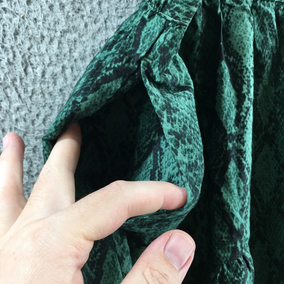 Minifalda Ava & Viv para mujer 1X verde estampado de serpiente plisada cintura elástica tirar Foto 4 de 4