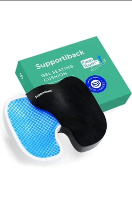 SUPPORTIBACK Cushion Seat Pillow Orthopedic Coccyx Back Pain Relief Memory Foam Gel