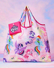 My Little Pony Foldable Reusable Shopping Bag, Tote Bag Pink All-Over, 22x18