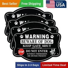 4 Pack Beware of Dog Sign,10X7 Inch High Reflective Beware of Dog Signs for Fenc